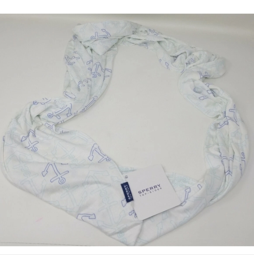 Sperry Top-Sider Womens Infinity Scarf Nautical  White - Blue Anchors New NWT - Picture 2 of 6